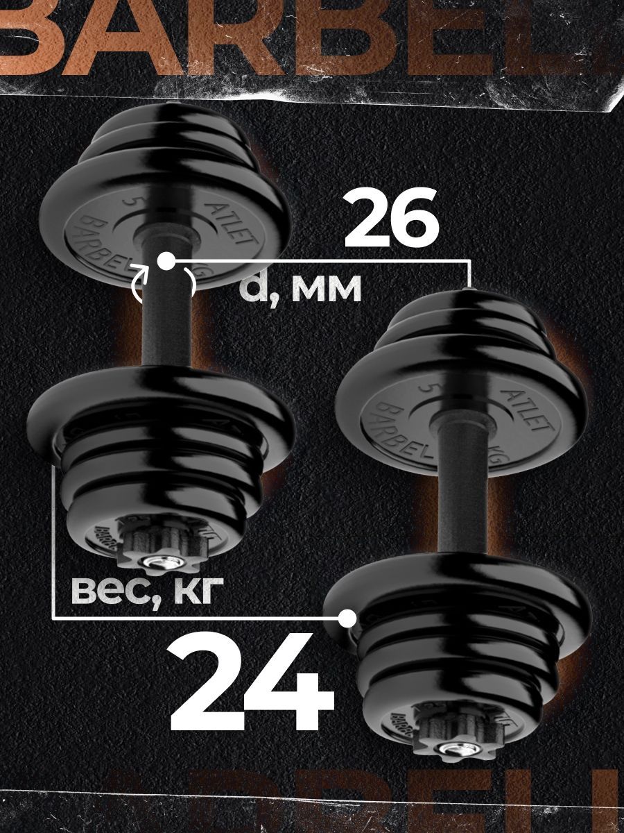 

Гантели разборные MB Barbell MB-FdbM-At4 24кг 2шт