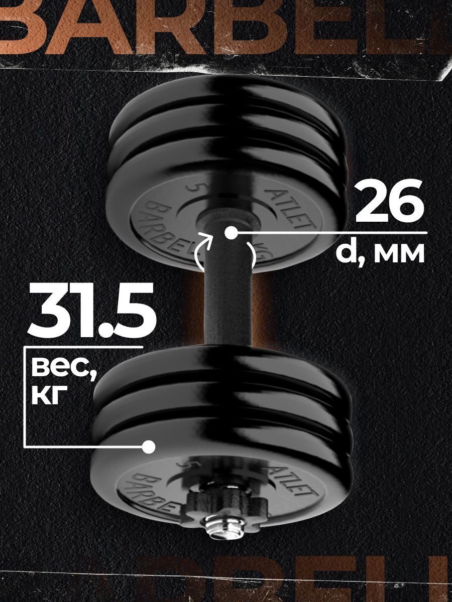 

Гантель разборная MB Barbell MB-FdbM-At31.5 31.5кг