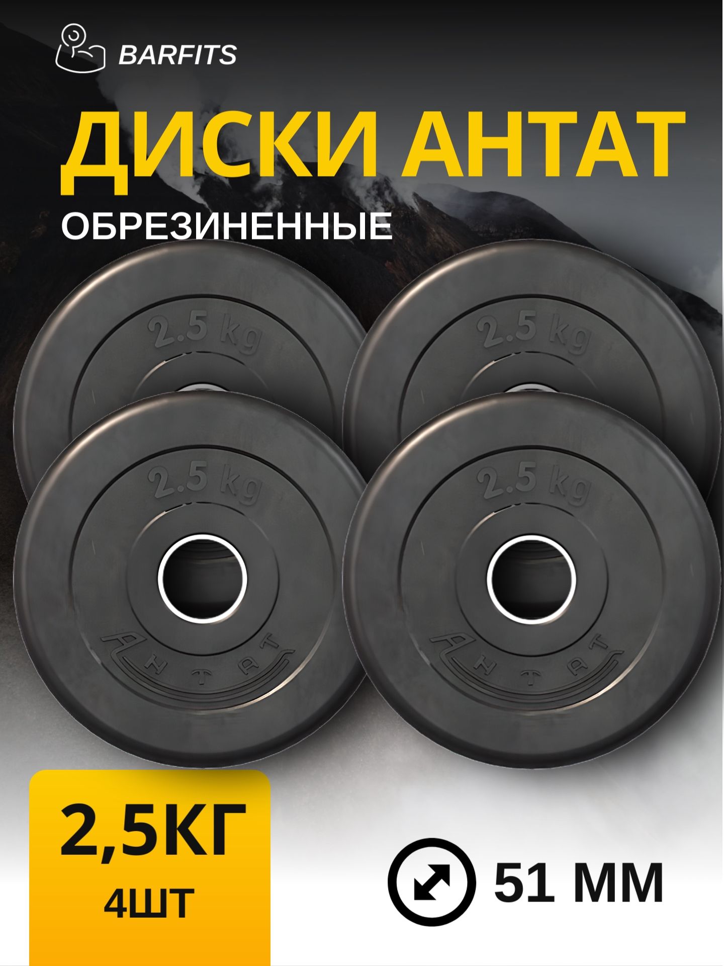

Комплект Дисков Антат 51мм 2.5кг. / 4 шт.