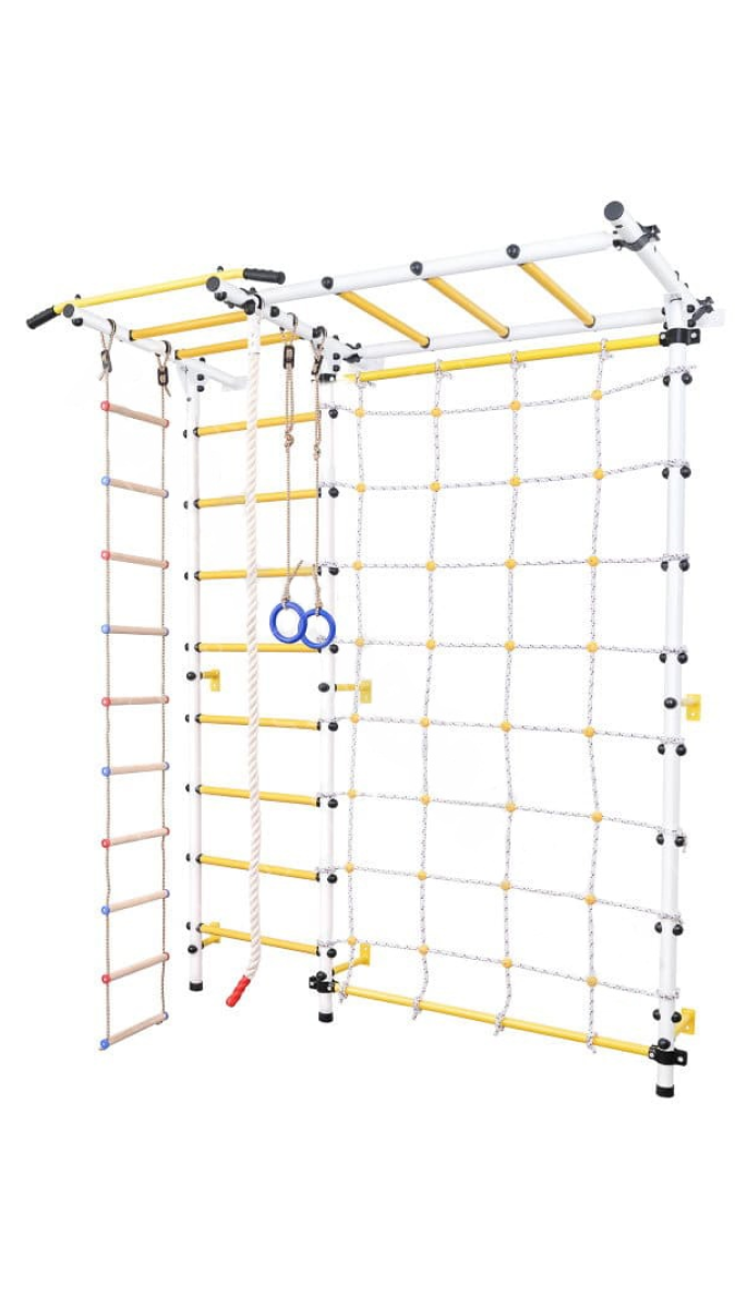 Шведская стенка BARFITS Детский квадратик 2.0 с сеткой и рукоходом