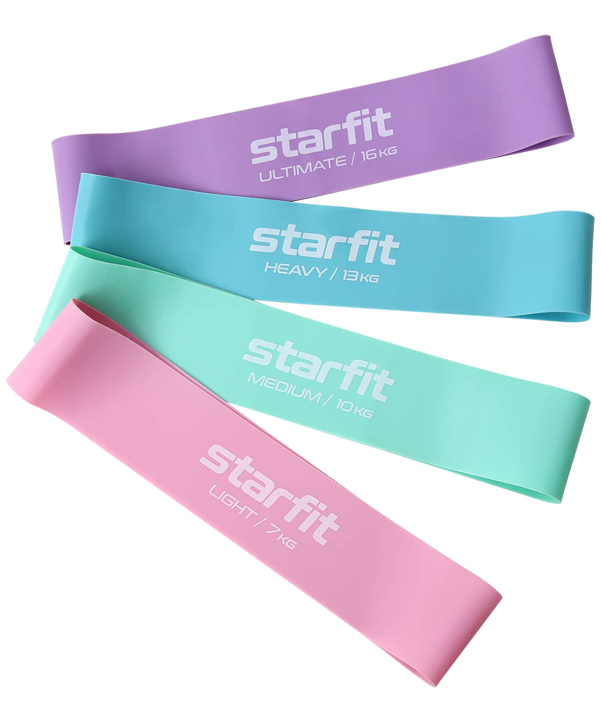 Мини-эспандеры STARFIT Core ES-203 латекс, комплект пастель, 4 шт