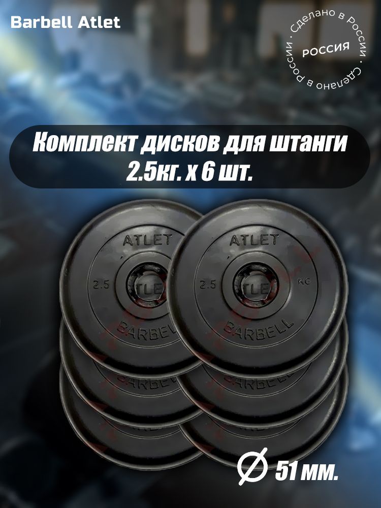 

Комплект Дисков MB Barbell MB-AtletB51 2,5кг. / 6 шт.