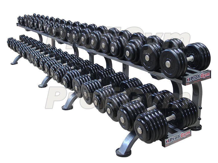 ГП-010 ОБРЕЗИНЕННЫЙ ГАНТЕЛЬНЫЙ РЯД «PROFIGYM» ОТ 8,5 ДО 56 КГ С ШАГОМ 2,5 КГ