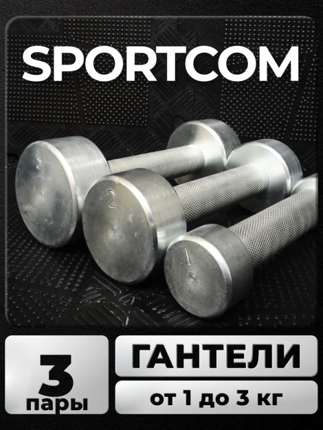 Гантели Sportcom неразборные металлические 1-3 кг 2шт
