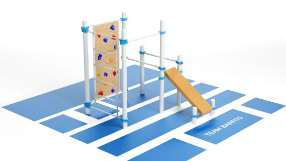 Посейдон - Турник, шведская стенка, скалодром, брусья и скамья для пресса K-058