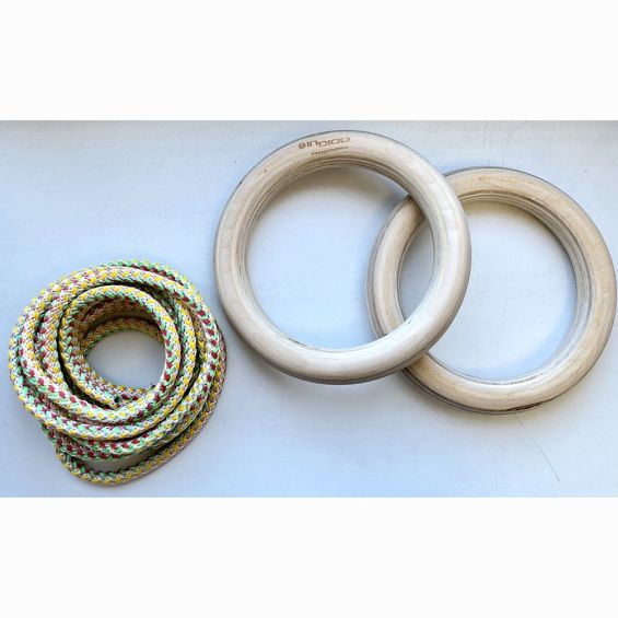 Кольца гимнастические Indigo деревянные 17 см