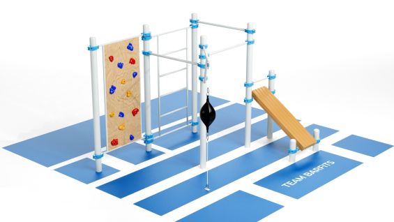 Аид - 3 турника, шведская стенка, скалодром, скамья для пресса и груша на растяжках K-057