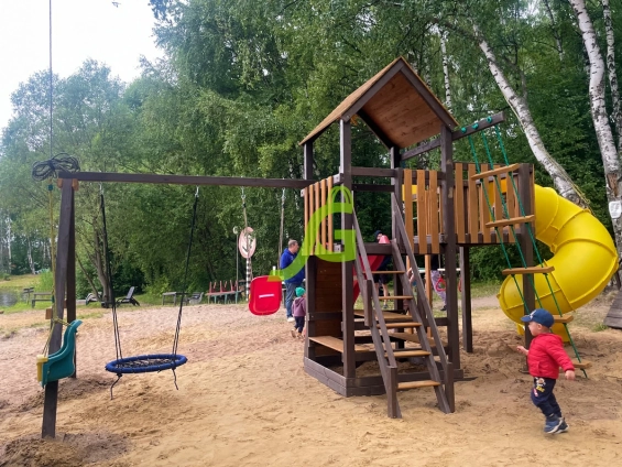 Детская площадка IgraGrad Панда Фани с балконом и трубой