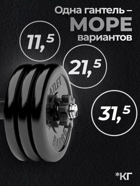 Гантель разборная MB Barbell MB-FdbM-At31.5 31.5кг