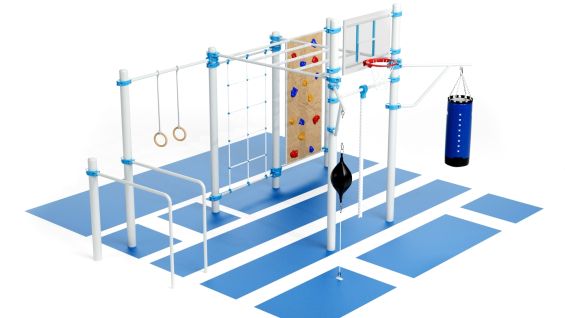 Гермес - турник, канат, гимнастические кольца, рукоход, шведская стенка, скалодром, брусья, баскетбольный щит, боксёрские груши, канатная сетка K-065