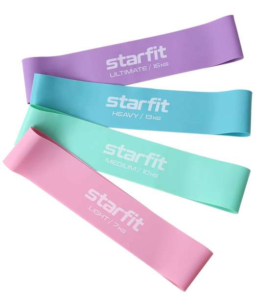 Мини-эспандеры STARFIT Core ES-203 латекс, комплект пастель, 4 шт