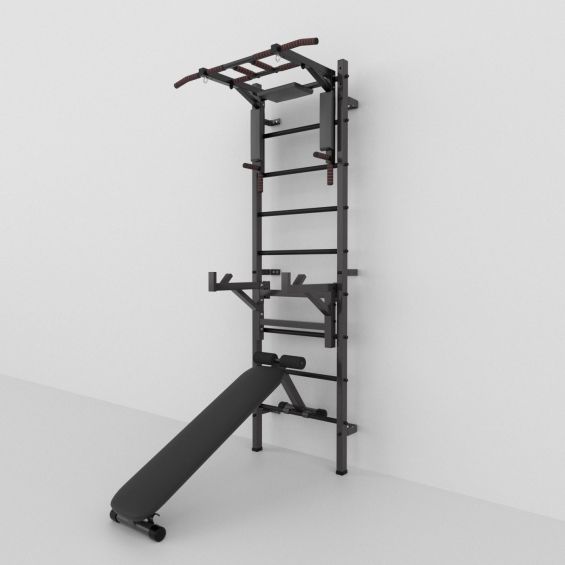 Шведская стенка разборная + турник 3 в 1 Мультихват + стойка + скамья