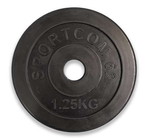 Диск Sportcom обрезиненный 26мм 1,25кг, черный