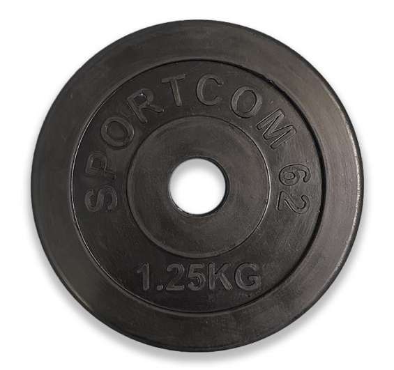 Диск Sportcom обрезиненный 26мм 1,25кг, черный