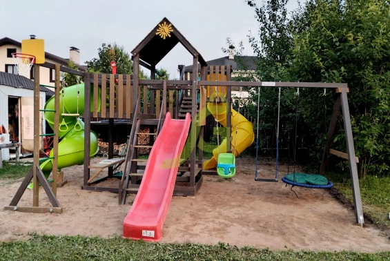 Детская площадка IgraGrad Панда Фани с балконом (две трубы)