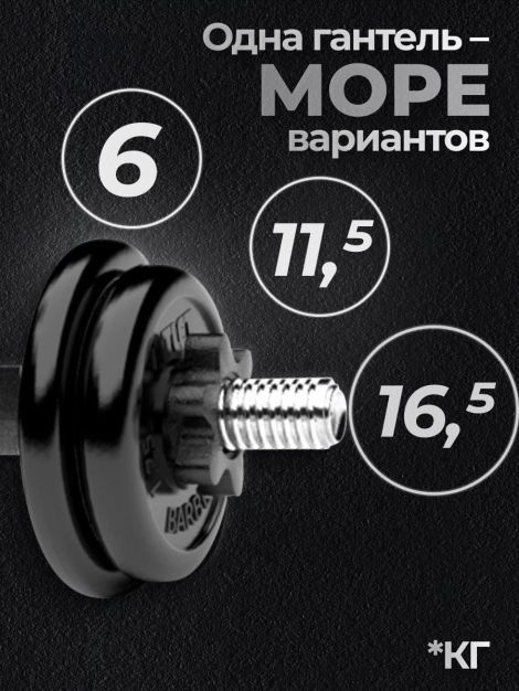 Гантель разборная MB Barbell MB-FdbM-At16.5 16.5кг
