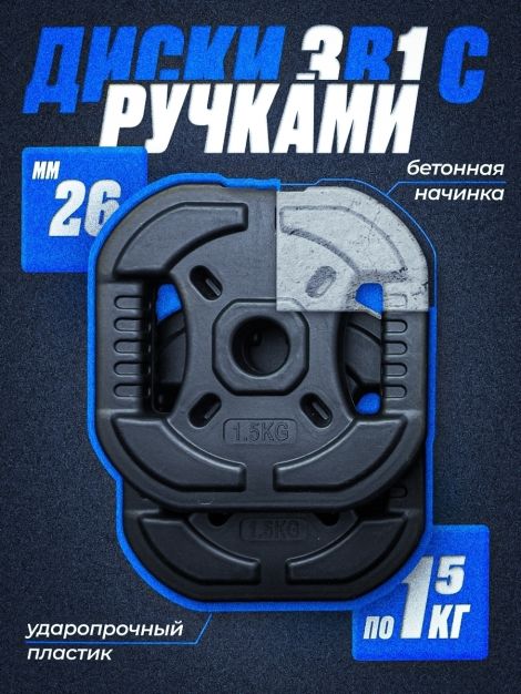 Комплект: Диск композитный с рукоятью 1.5 кг 2шт