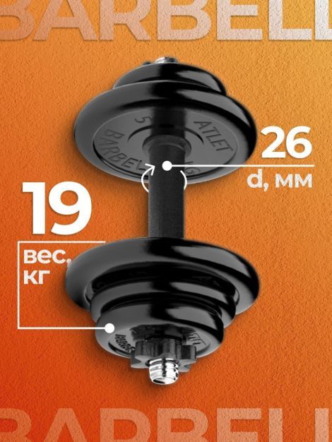 Гантель разборная MB Barbell MB-FdbM-At19 19кг