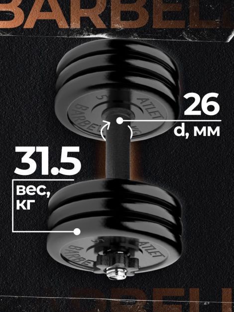 Гантель разборная MB Barbell MB-FdbM-At31.5 31.5кг
