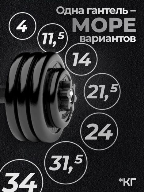 Гантель разборная MB Barbell MB-FdbM-At34 34кг